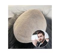 Postiche pour cheveux pour hommes Perruques for hommes en cheveux humains, base en soie respirante avec filet en diamant, couleur noire #1B Postiche invisible et respirant pour hommes(20x22cm)