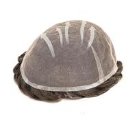 Postiche pour cheveux pour hommes Perruques homme en cheveux humains, toupet respirant en dentelle intégrale, brun n° 5, 15 cm, unité de système capillaire Postiche invisible et respirant pour hommes