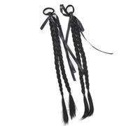 Postiche Pour Filles Perruques Tressées Extensions De Cheveux Accessoires Photo Chignons À Nœud Papillon Queue De Cheval Fournitures D'anime Ruban Brun Queues De Cheval Synthétiques Intégrées