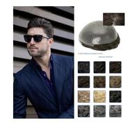 Postiche pour homme, Durable 0.06mm noeuds peau Pu Base toupet hommes cheveux humains postiches avant système de remplacement cheveux humains hommes toupets Pour tous les jours, cosplay et plus encore