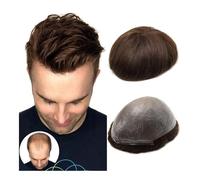 Postiche pour homme, Hommes toupet peau mince indien perruques de cheveux humains for homme 0.06-0.08mm unités de système de cheveux humains cheveux bruns et noirs Pour tous les jours, cosplay et plus