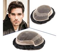 Postiche pour homme Perruque toupet for hommes, cheveux humains 100% naturels, prothèse capillaire, densité 130%, système Exhuast, unité, livraison gratuite Perruques Postiche Cheveux(7x10)