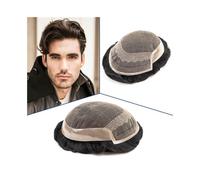 Postiche pour homme Postiche for homme en dentelle française avec système de remplacement capillaire PU, prothèse respirante for(6x8)