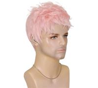 Postiche pour le front Perruque courte et moelleuse rose for homme, naturellement facile à entretenir