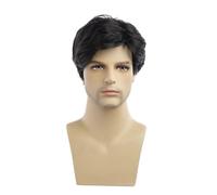 Postiche pour le front Perruque for hommes, couverture de cheveux courts et moelleux, adaptée à un usage quotidien(Noir)
