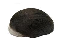 Postiche pour le front Toupet for homme, prothèse capillaire en cheveux humains, système de remplacement avec bordure dentelle suisse et polyuréthane(1B Off Black)