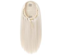 Postiche queue de cheval, extension à cordon 14 pouces blond platine, fibres synthétiques réalistes, pose facile, élégance sans effort pour toutes les occasions, accessoire discret et polyvalent