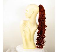 Postiche queue de cheval extension femme longue ondulée 65 cm roux cuivré intense ref 10 en 350