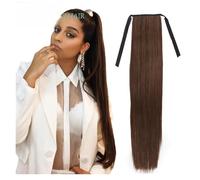 postiche queue de cheval Queue de cheval longue et lisse 81 cm, cheveux synthétiques résistants à la chaleur, cordon serrage, clip en faux, queue(Color 7,32inches)
