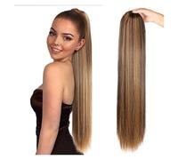 postiche queue de cheval Queue de cheval longue et lisse 81 cm, cheveux synthétiques résistants à la chaleur, cordon serrage, clip en faux, queue(Color 1,32inches)