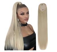 postiche queue de cheval Queue de cheval longue et lisse 81 cm, cheveux synthétiques résistants à la chaleur, cordon serrage, clip en faux, queue(Color 3,24inches)