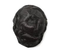 Postiche synthétique bouclé for homme, 20 mm, avec revêtement en PU, avec partie supérieure mono Herren Perücken(#1B,7x10)