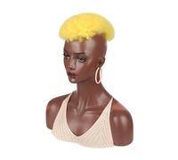 Postiche synthétique courte Afro bou perruque à clipser for femme et homme for tête chauve, cheveux clairsemés(YELLOW)