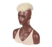 Postiche synthétique courte Afro bou perruque à clipser for femme et homme for tête chauve, cheveux clairsemés(Blonde)