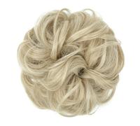 Postiche synthétique en désordre, chouchou Chignon à usage quotidien, faux postiche élastique Ponytail Extension(Ash Blonde)