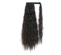 Postiche synthétique longue ondulée en maïs, queue de cheval enroulée sur pince à cheveux, Extensions ombrées brunes et blondes(2)