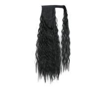 Postiche synthétique longue ondulée en maïs, queue de cheval enroulée sur pince à cheveux, Extensions ombrées brunes et blondes(1B)