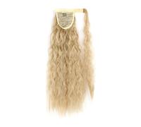 Postiche synthétique longue ondulée en maïs, queue de cheval enroulée sur pince à cheveux, Extensions ombrées brunes et blondes(25)