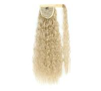 Postiche synthétique longue ondulée en maïs, queue de cheval enroulée sur pince à cheveux, Extensions ombrées brunes et blondes(24-613)