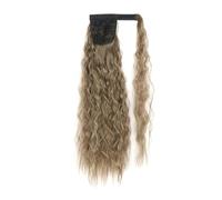 Postiche synthétique longue ondulée en maïs, queue de cheval enroulée sur pince à cheveux, Extensions ombrées brunes et blondes(86-10)