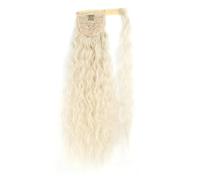 Postiche synthétique longue ondulée en maïs, queue de cheval enroulée sur pince à cheveux, Extensions ombrées brunes et blondes(60)