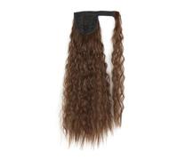 Postiche synthétique longue ondulée en maïs, queue de cheval enroulée sur pince à cheveux, Extensions ombrées brunes et blondes(8)