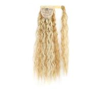 Postiche synthétique longue ondulée en maïs, queue de cheval enroulée sur pince à cheveux, Extensions ombrées brunes et blondes(27H613)