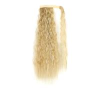 Postiche synthétique longue ondulée en maïs, queue de cheval enroulée sur pince à cheveux, Extensions ombrées brunes et blondes(22H613)
