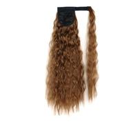Postiche synthétique longue ondulée en maïs, queue de cheval enroulée sur pince à cheveux, Extensions ombrées brunes et blondes(6)