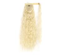 Postiche synthétique longue ondulée en maïs, queue de cheval enroulée sur pince à cheveux, Extensions ombrées brunes et blondes(613)