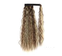Postiche synthétique longue ondulée en maïs, queue de cheval enroulée sur pince à cheveux, Extensions ombrées brunes et blondes(22H10)