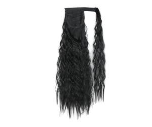 Postiche synthétique longue ondulée en maïs, queue de cheval enroulée sur pince à cheveux, Extensions ombrées brunes et blondes(1B)