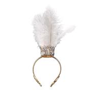 Postiche tendance à plumes et diamants - Ajustement réglable - Accessoire de décoration de cheveux pour fête et mariage