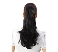 Postiche / Tresse Lisse Noir mi-Longs Queue de Cheval Clip Papillon 40 CM T400-2