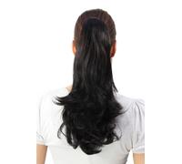 Postiche / Tresse Lisse Noir mi-Longs Queue de Cheval Clip Papillon 40 CM T400-2