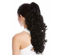 Postiche Tresse Queue de Cheval Boucles Bou Volumineux Peigne Long 50cm Noir