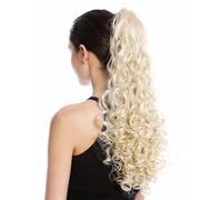 Postiche Tresse Queue de Cheval Long Volumineux Fort Bouclé Blond Clair 50cm