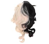 Postiche Yin Yang Noire et Blanche, Demi-postiche Bou Cosplay | Fibre Haute Température, Séparation Centrale, Mèches Ondulées, Brillance