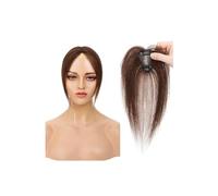 Postiches à clipser avec frange centrale en cheveux naturels, couverture 360° 3D, for femmes, frange française for un usage quotidien Extensions de cheveux(Darkest brown)