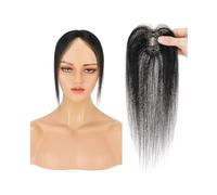 Postiches à clipser avec frange centrale en cheveux naturels, couverture 360° 3D, for femmes, frange française for un usage quotidien Extensions de cheveux(Jet black)