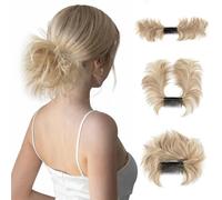Postiches à clipser Donut Updo Extensions de cheveux synthétiques Chignons bouclés en désordre Chouchous Postiches for femmes Ponytail Extension(Dirty Blonde)