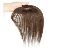 Postiches capillaires 5x9cm avec base, perruque, compléments capillaires en cheveux humains naturels for femmes avec frange for cheveux clairsemés pour Femme Charmant(Dark Brown,8inch)