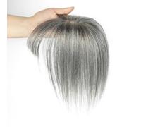 Postiches capillaires 5x9cm avec base, perruque, compléments capillaires en cheveux humains naturels for femmes avec frange for cheveux clairsemés(Grey,12inch)