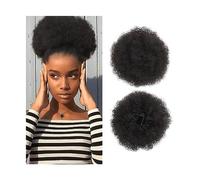 Postiches Cheveux Chignon Afro Puff Cordon Queue de Cheval for Femme, 8/10 pouces Synthétique Afro Crépus Bouclés Chignon Extension Postiches Clip en Cordon Queue de Cheval Postiches Postiche Chignon