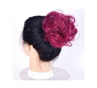Postiches Cheveux Chignon Cheveux bouclés en désordre Chignon Chignon Donut coussin de cheveux cheveux élastiques postiche synthétique for les femmes Postiche Chignon(Color:Burg)