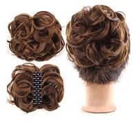 Postiches Cheveux Chignon Chouchous synthétiques courts bouclés ondulés à clipser, extension de cheveux en chignon désordonné, postiche ébouriffée Updo griffe à clipser for femme Postiche Chignon (Co