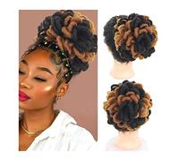 Postiches Cheveux Chignon Dreadlocks synthétiques Chignon Afro Puff Cordon Queue de Cheval Cheveux, Chignon Locs Tresses Chignons Postiche Clip dans les Cheveux, Extensions for Femmes Noires Postiche