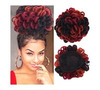 Postiches Cheveux Chignon Dreadlocks synthétiques Chignon Afro Puff Cordon Queue de Cheval Cheveux, Chignon Locs Tresses Chignons Postiche Clip dans les Cheveux, Extensions for Femmes Noires Postiche