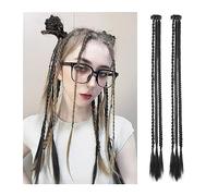 Postiches Cheveux Chignon Extensions de cheveux de tresse de mode, 2pcs bébé tresses avant frange longue triple clip de tresse dans des postiches tressées cheveux synthétiques naturels for femmes fill
