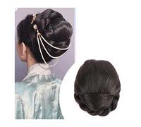 Postiches Cheveux Chignon Perruque synthétique chinoise ancienne, coiffure Hanfu, chignon élégant, couvre-chef rétro, perruques de Cosplay for femmes chinoises anciennes, accessoires Postiche Chignon
